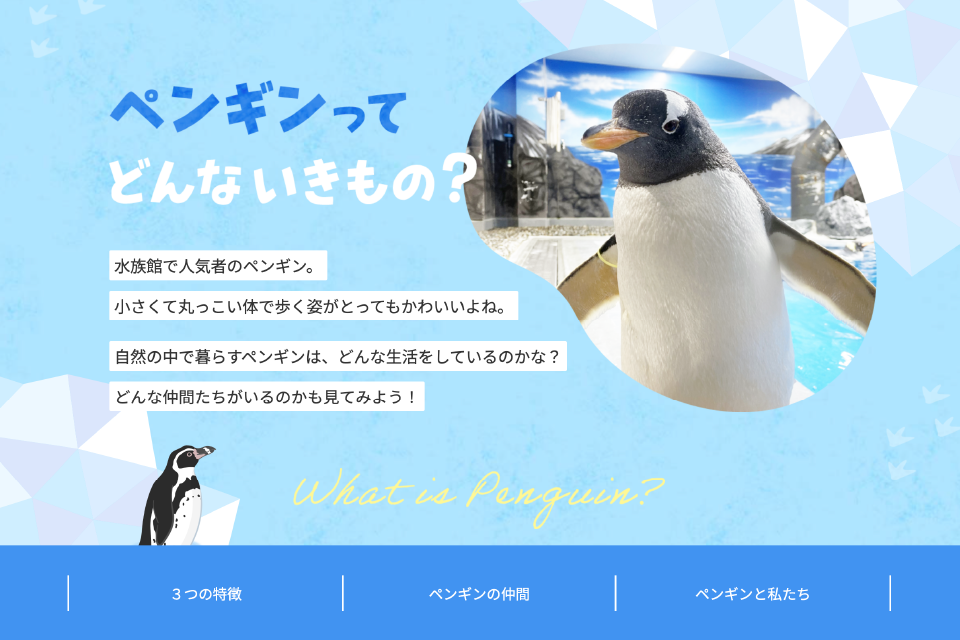 ポートフォリオ用制作ページ「ペンギンってどんな生き物？」PC版